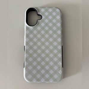 Casely IPhone 16 plus Green Checkered Phone Case